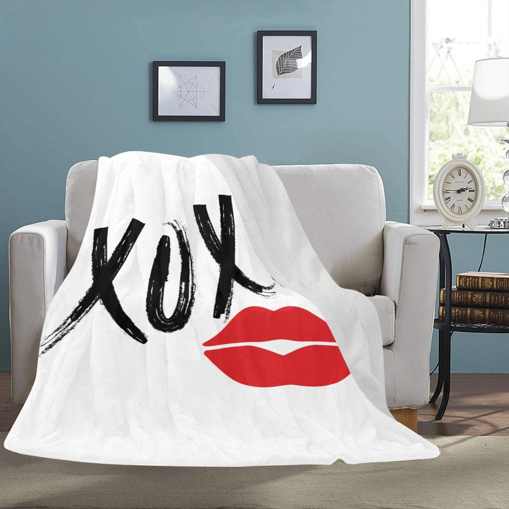 XOXO Plush Blanket - Hugs and Kisses Throw - Soft & Cozy - 60x80