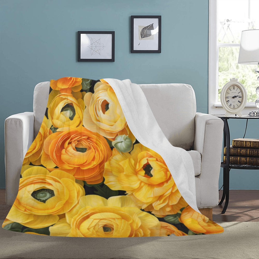 Soft and Cozy Twin Blanket with Beautiful Ranunculus Print