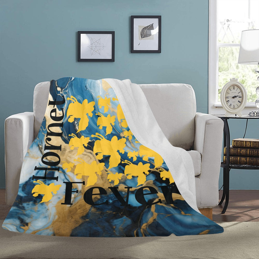 Blue Gold Marble Hornet Fever Ultra-Soft Micro Fleece Blanket