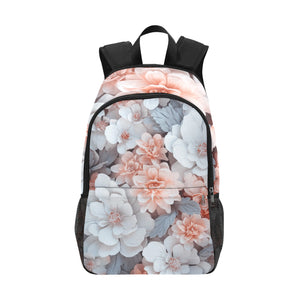 Soft Pink and Gray Floral Backpack - Cranberry Lake Design Co.  #