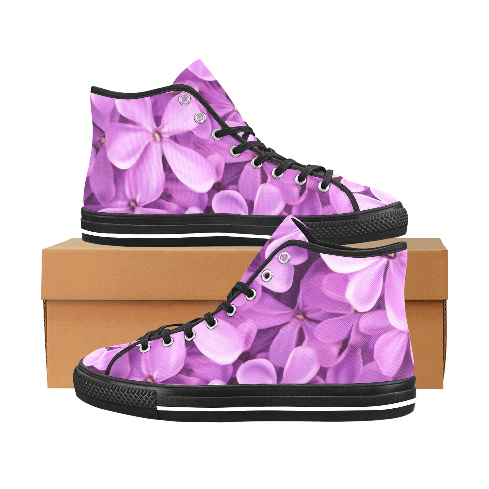 Spring Lilac Floral High-Top Canvas Shoes - Cranberry Lake Design Co.  #