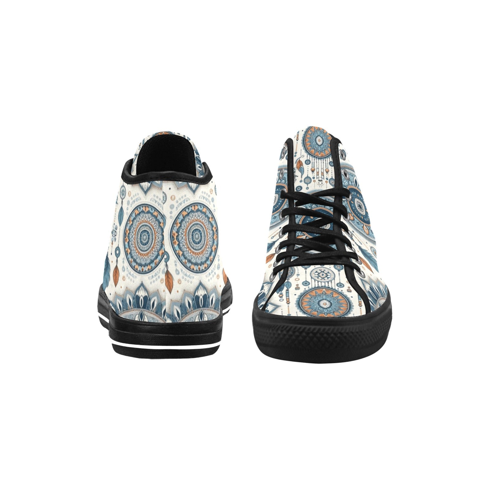 Vancouver High Top Canvas Shoes for Women | Blue & White Boho Dreamcatcher | Eco-Friendly | Cranberry Lake Designs - Cranberry Lake Design Co.  #