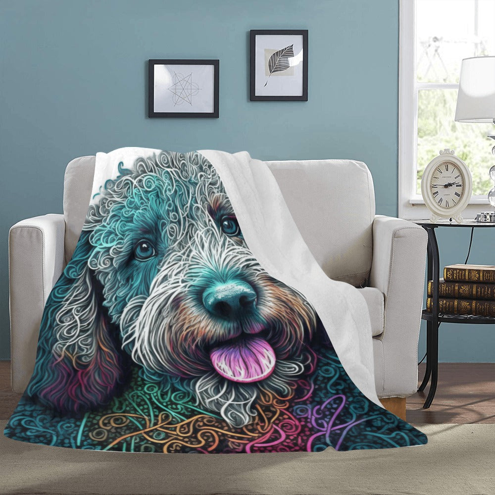 Vibrant Doodle Dog Throw Blanket