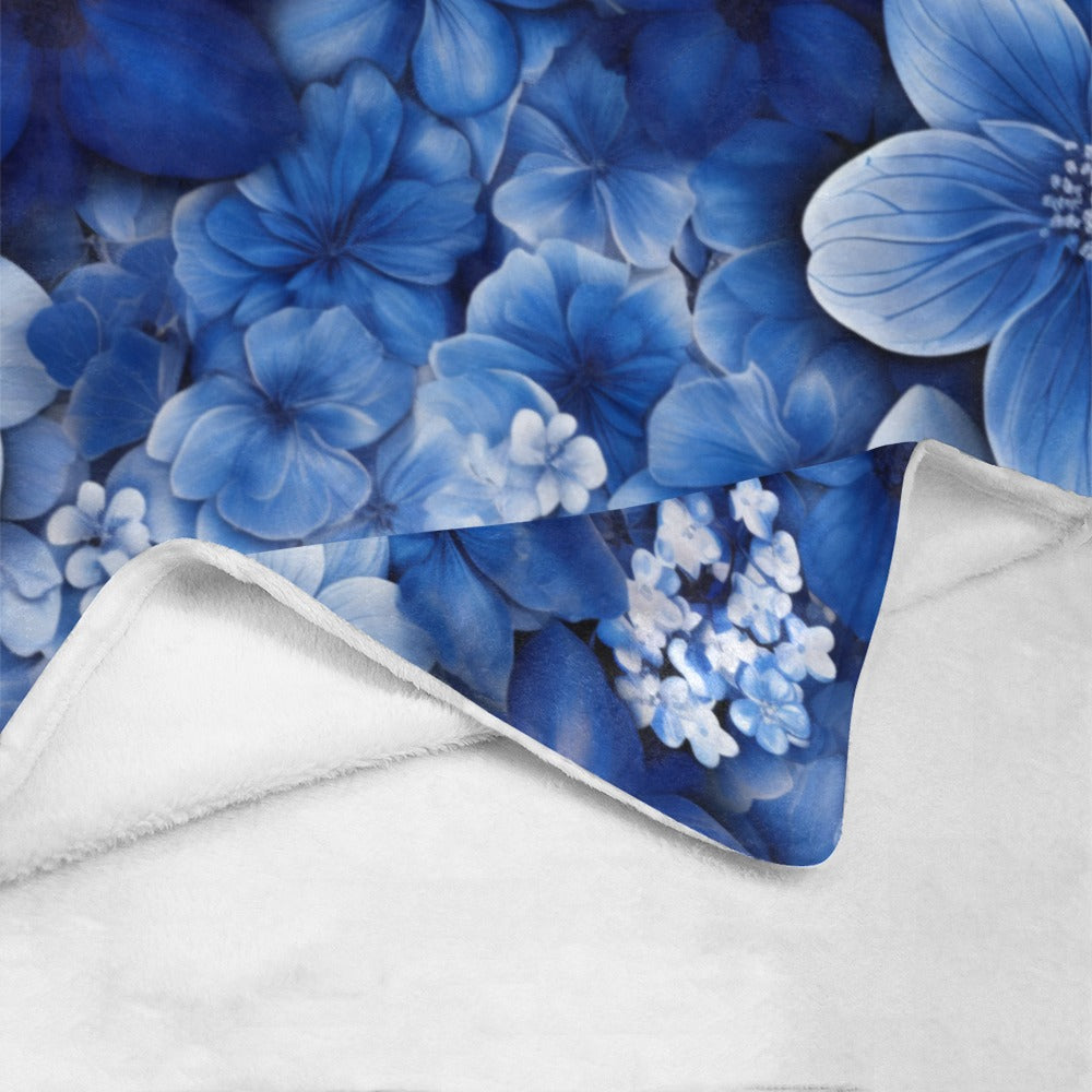 Blue Hydrangea & Floral Throw Blanket - Ultra-Soft 60x80 Cozy Fleece with Elegant Floral Design