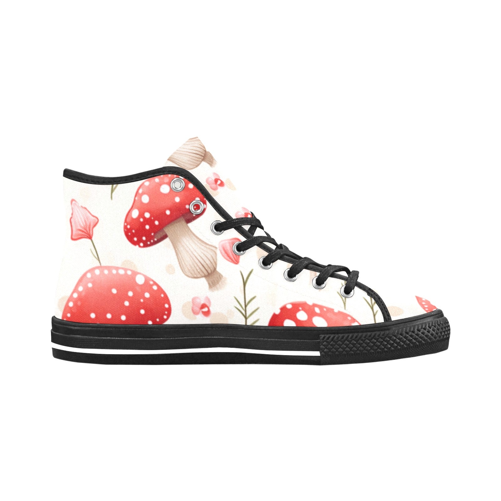 Cranberry Lake Designs Vancouver High Top Canvas Red & White Mushroom Women's Shoes - Cranberry Lake Design Co.  #