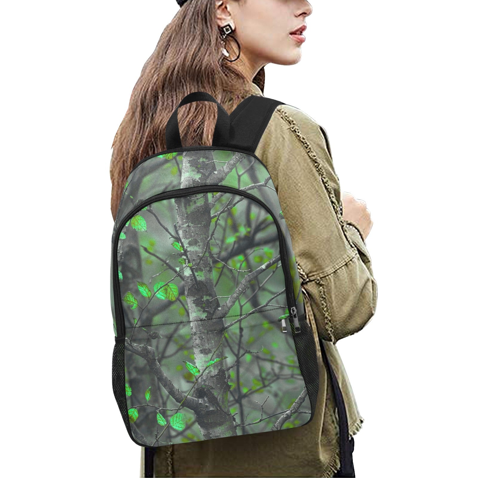 Boys Green Camo Backpack with Trees | Woodland Adventure School Bag - Cranberry Lake Design Co.  #