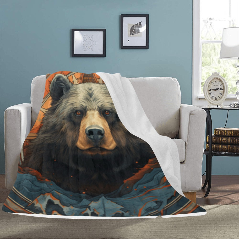 Compass Bear Adventure Cranberry Lake Designs Ultra-Soft Micro Fleece Blanket 60" x 80"