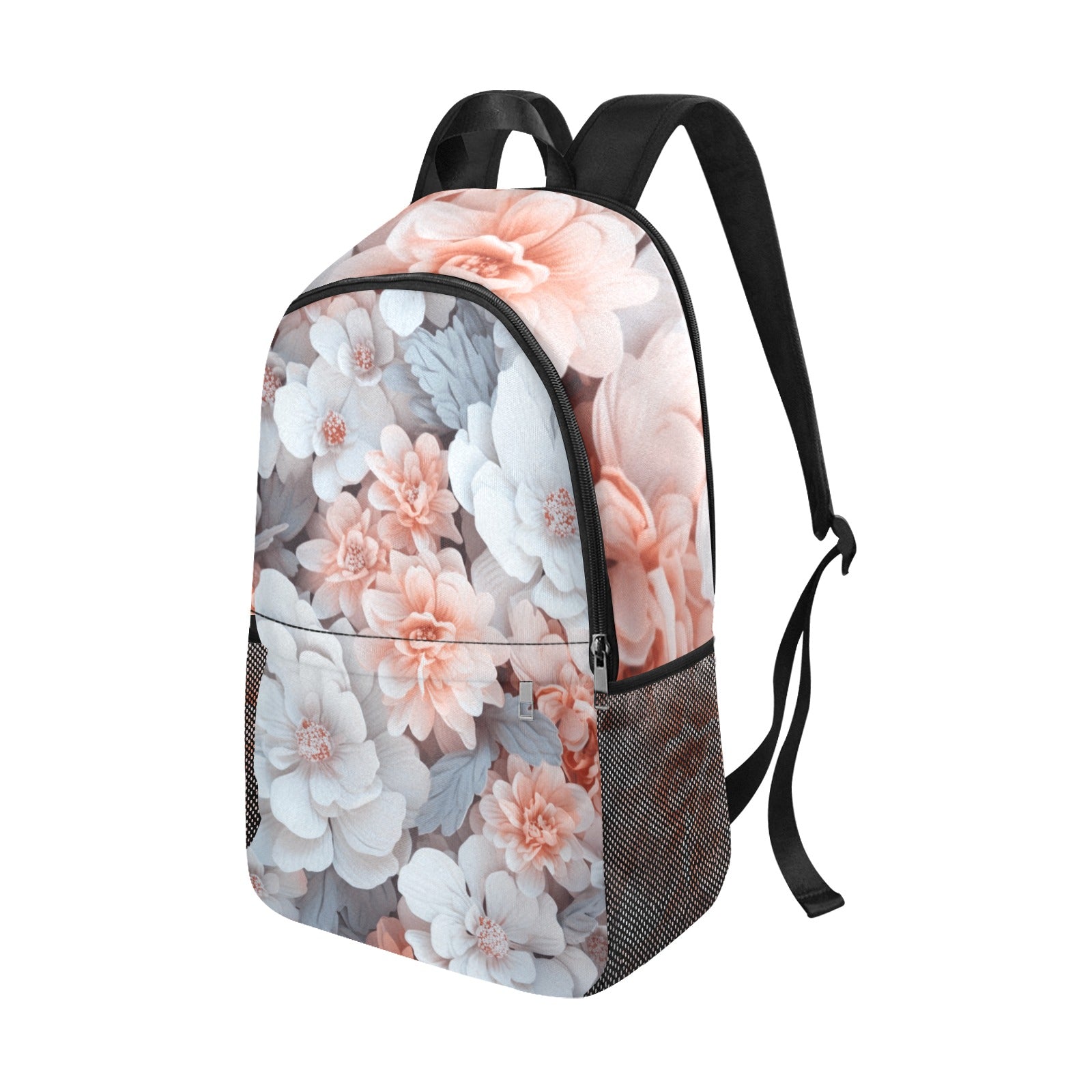 Soft Pink and Gray Floral Backpack - Cranberry Lake Design Co.  #