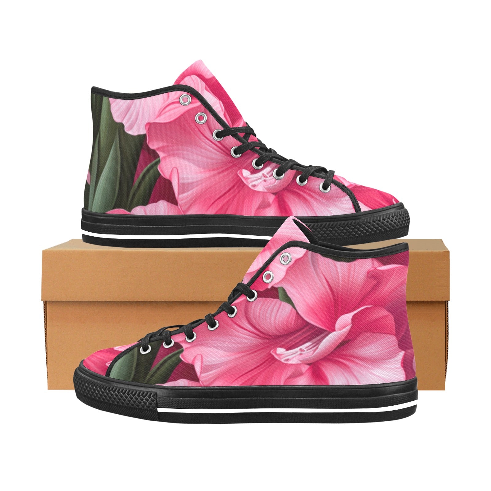 Pink Amaryllis Blossom High-Top Sneakers - Cranberry Lake Design Co.  #