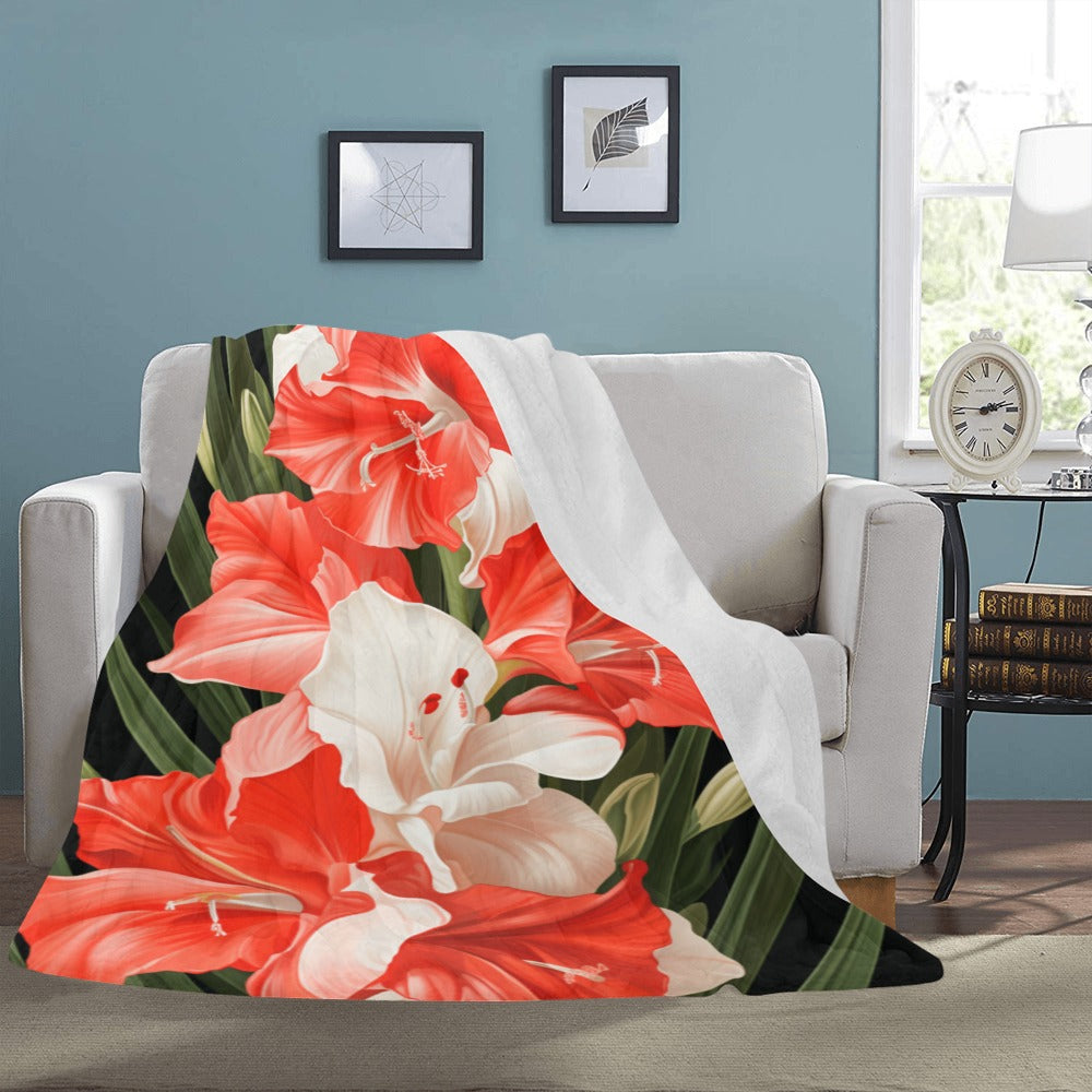 Elegant Gladiolus Blanket - Twin Size, Soft and Warm Throw for Couch or Bed