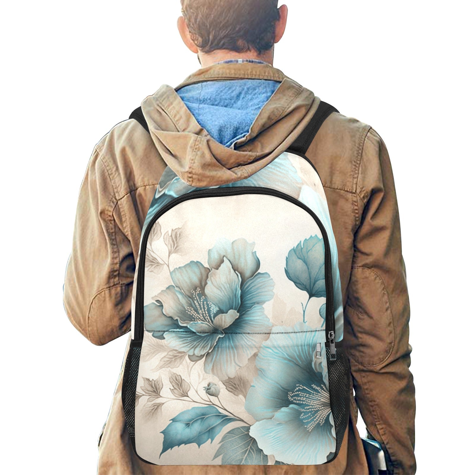 Blue and White Floral Backpack: Elegant, Minimalist Design for Everyday - Cranberry Lake Design Co.  #