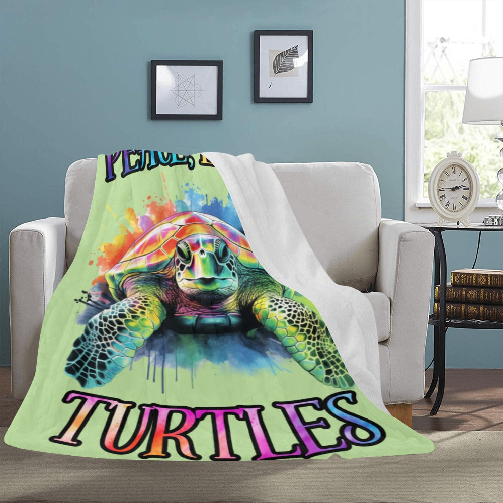 Cranberry Lake Designs Peace, Love Turtles Ultra-Soft Micro Fleece Blanket