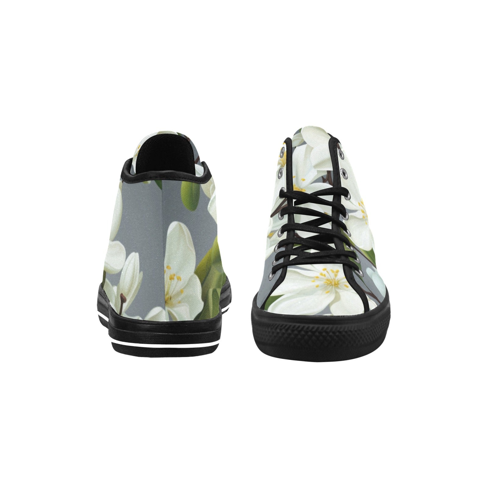 White Floral Elegance Canvas High Tops - Cranberry Lake Design Co.  #