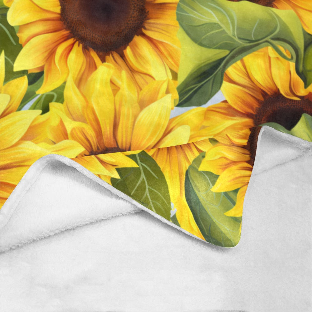 Sunflower Blanket - Soft Plush Throw - Floral Bedding - 60x80