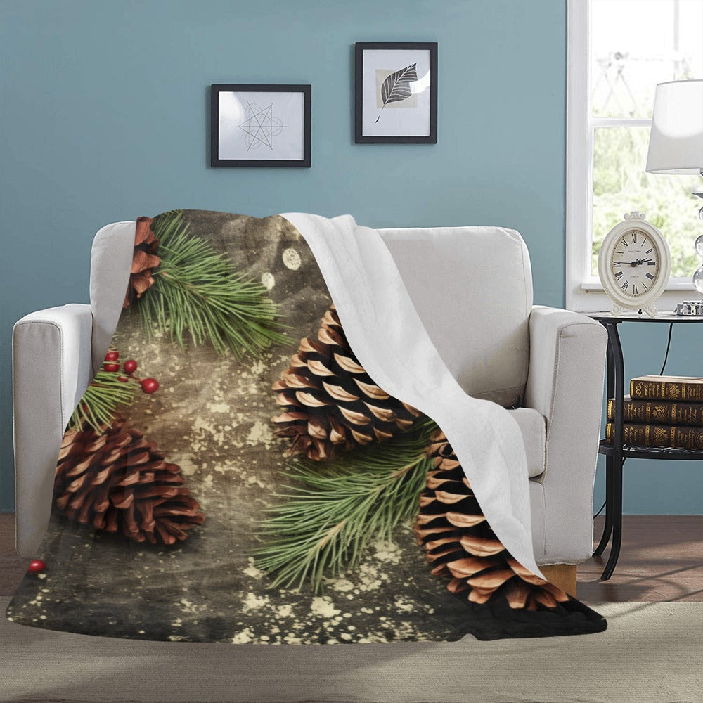 Rustic Pinecone Fleece Throw Blanket