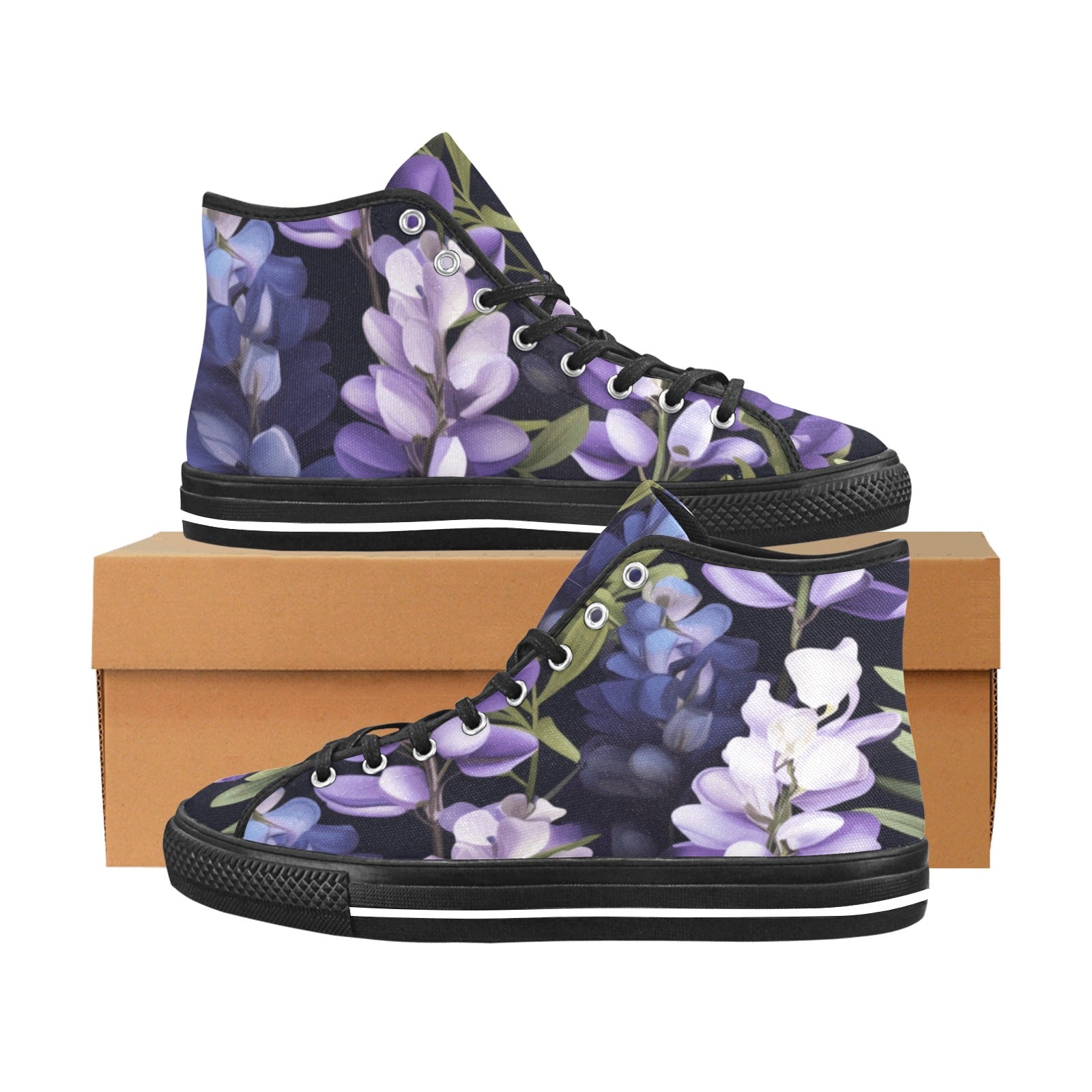 Cranberry Lake Designs Vancouver High Top Canvas Women’s Shoes - Lavender Floral Delight - Cranberry Lake Design Co.  #