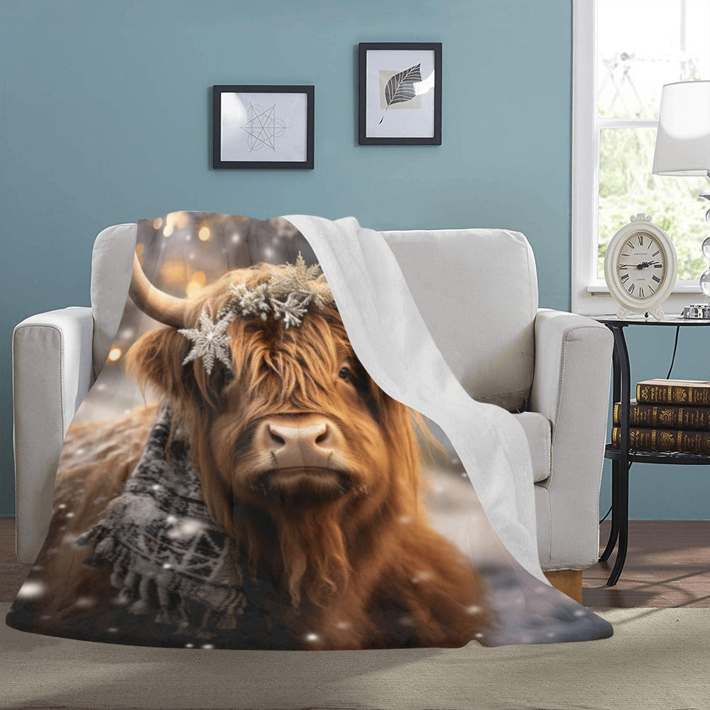 Christmas Highland Cow Ultra-Soft Micro Fleece Blanket