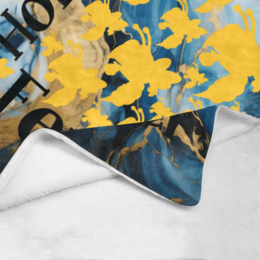 Blue Gold Marble Hornet Fever Ultra-Soft Micro Fleece Blanket