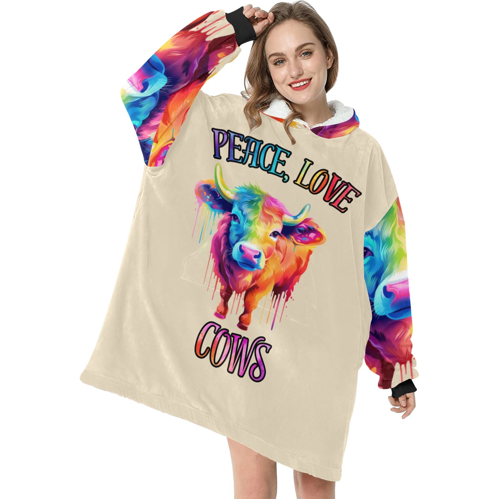 Peace Love Cows Blanket Hoodie for Women - Cranberry Lake Design Co.  #